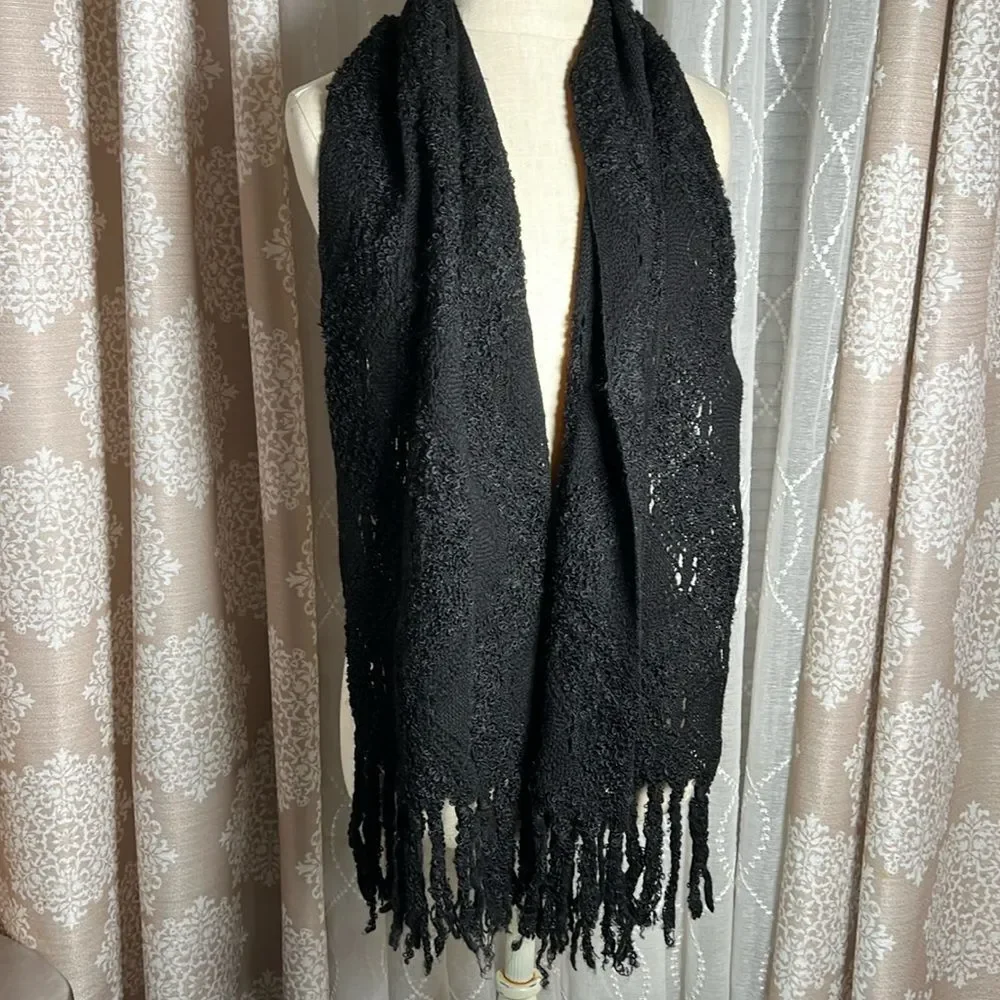 Black Scarf with Fringe